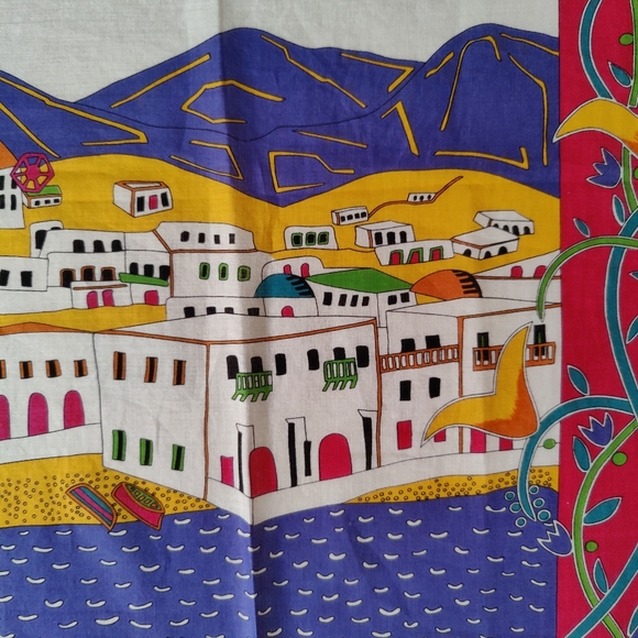 Ginnie Johansen Colorful Beach Vocation Scenery Print Cotton Scarf, - Picture 10 of 11